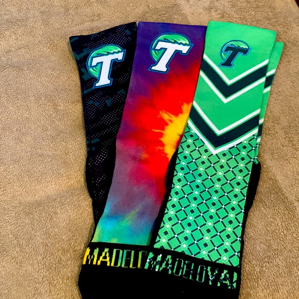 Made loyal socks Tulane green wave 3 pair NWOT Roll Wave